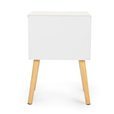 Nightstand, Bedroom End Table With Drawer, Storage Shelf, White
