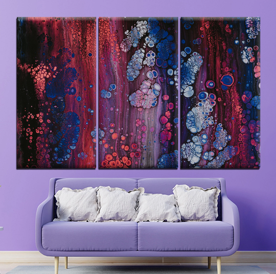 Abstract Water Color Splash, Purple-Blue-Red Color Mess, Canvas Print, Brush Splash, Liquid Paint, Wall Art Decor, Canvas Painting, Gift Printing