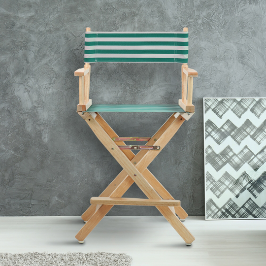 24" Director's Chair Natural Frame-Teal Cabana - 23"W x 19"D x 39.5"H