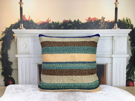 Sofa Pillow Cases, Accent Couch Pillow, Office Chair Polka Dot Fire Place Kilim Blue, 20x20 Case, 2958