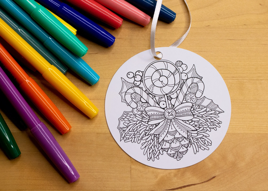 Festive Coloring Christmas Tree Ornament Holiday Stocking Stuffer Adult Kids Project Color Relaxation Diy Meditation Candy Cane Wreath Pine