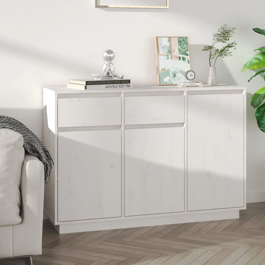 vidaXL Sideboard White 43.3"x13.4"x29.5" Solid Wood Pine