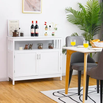 Fraga Red Barrel Studio® Kitchen Buffet Server Sideboard Storage Cabinet W/2 Doors & Shelf Black