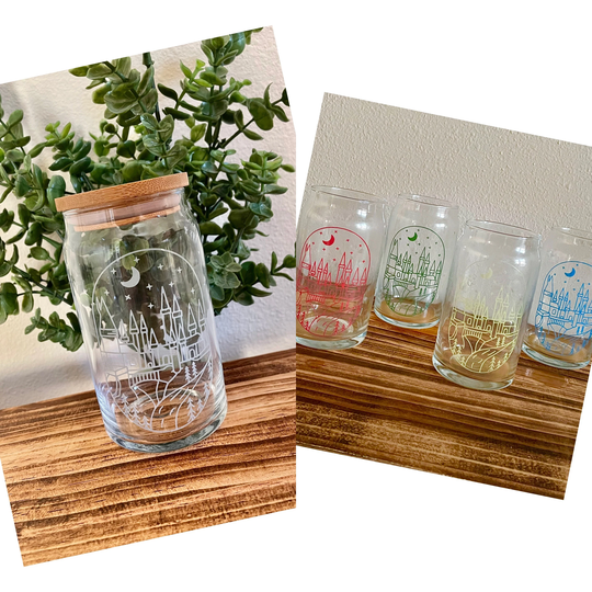 Set Of 4 | Color Changing Wizard Sorting Castle Beer Can Glass 16 Or 20 Oz Iced Coffee