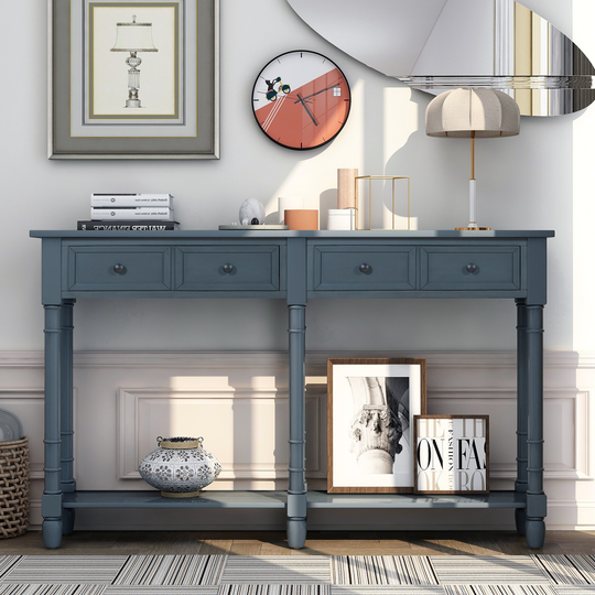 Console Table Sofa Table with Two Storage Drawers and Bottom Shelf - 58*11.1*34INCH