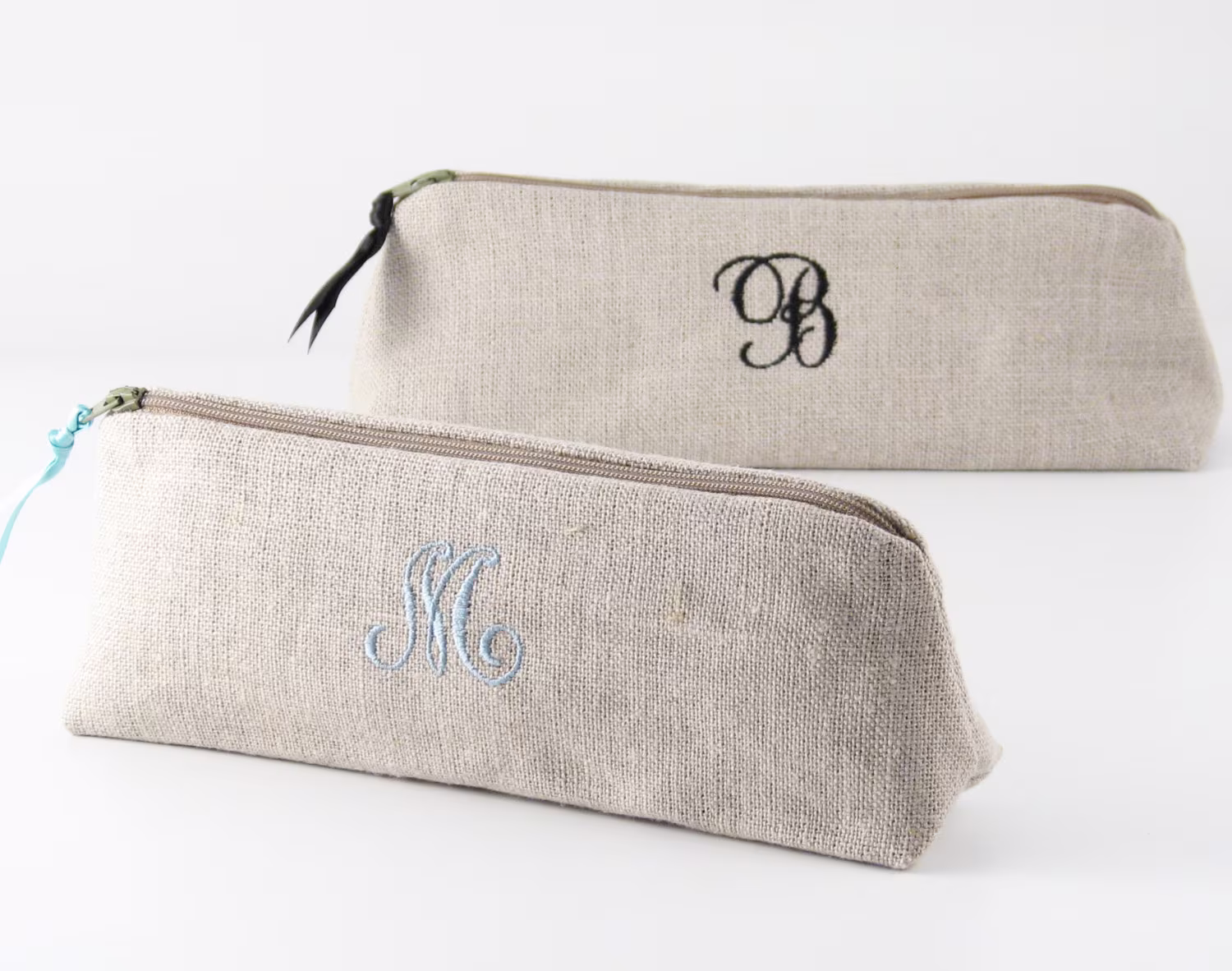 Linen Makeup Brush Holder, Bag, Roll, Travel Organizer, Monogram Pencil Case Gift For Her, Personalized