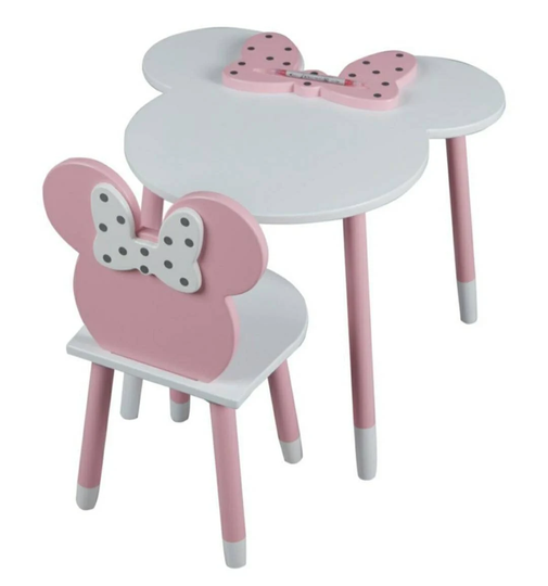 Kids Table & Chair | Wooden Furniture Toddler Set Pink Blue Red Mickey Mouse Table|Montessori