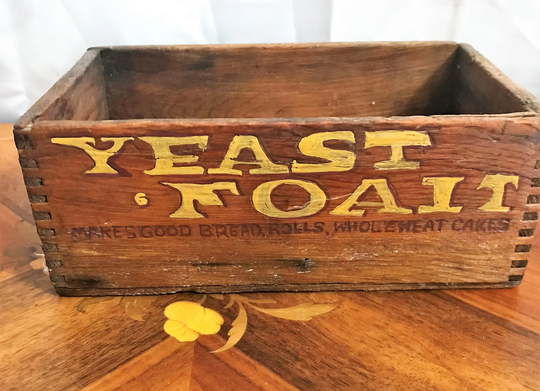 Vintage Yeast Foam, Cakes Wooden Shipping Box, Storage Collectible