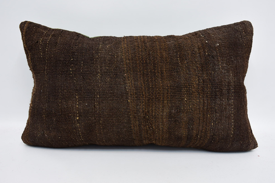 Pillow Covers, Kilim Pillows, Antique 12x20 Brown Cushion, Flat Case, Office Chair Gift For Women Pillow, 1855