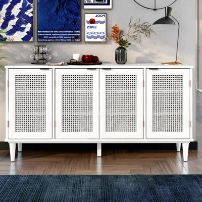 58" Wide Rubberwood Solid Wood Sideboard