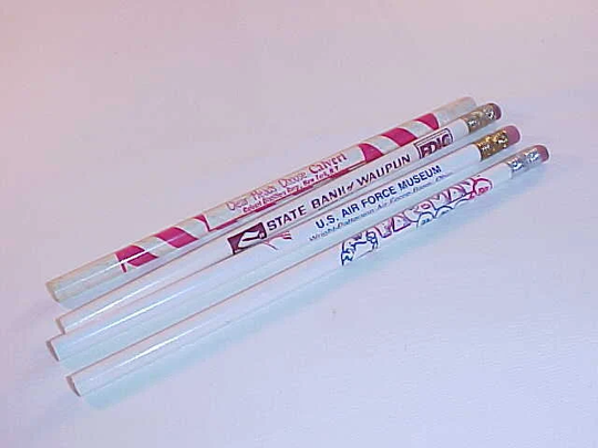 Advertising Pencils All Unused Bally Midway Pac-Man, Calvert Whiskey, Us Air Force Museum, State Bank Of Waupun Wisconsin