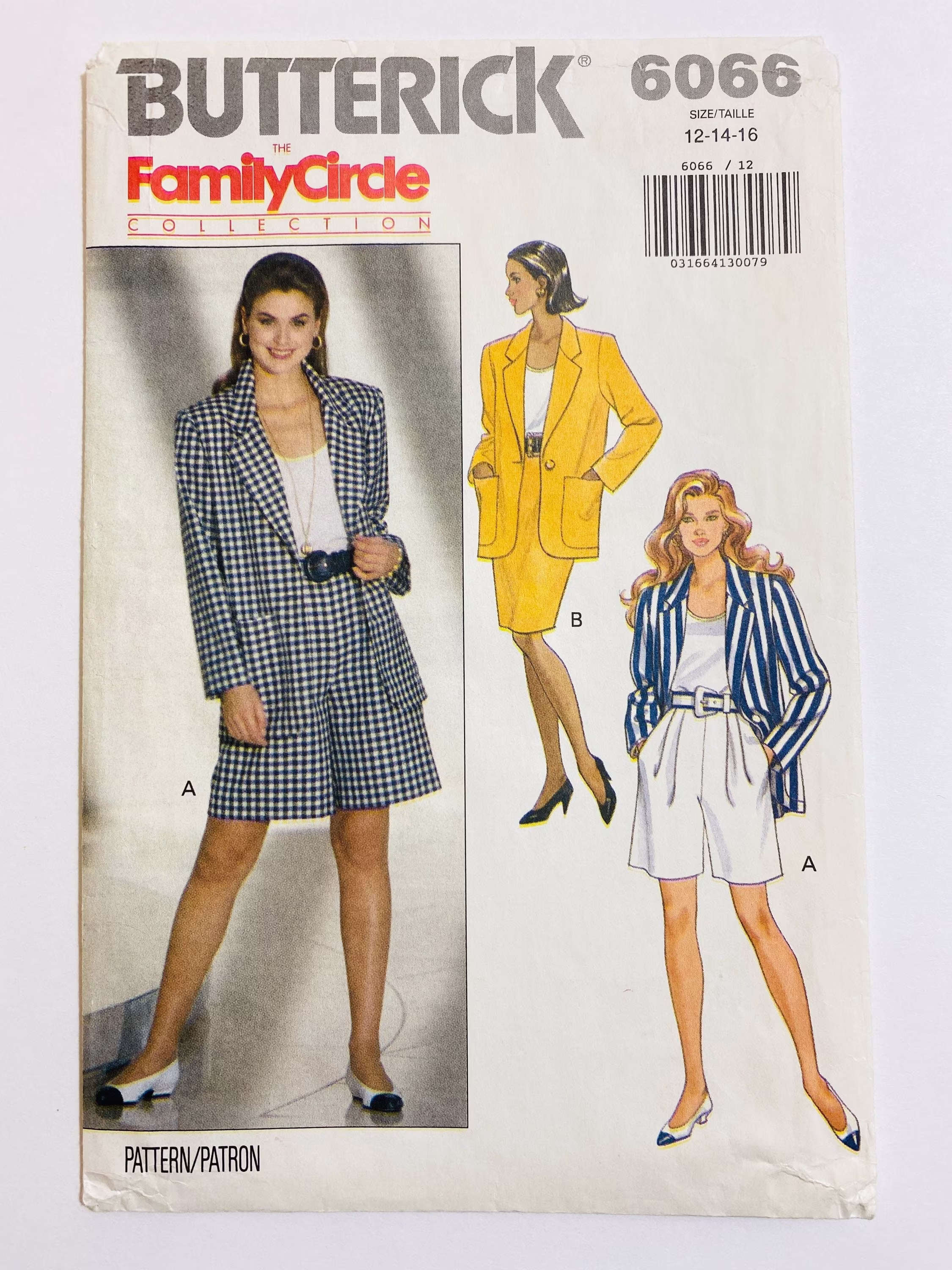 Butterick 6066 Bust 34" Vintage Sewing Pattern 1990S 90S 1992 Top Blouse Pencil Skirt Shorts Suit Jacket