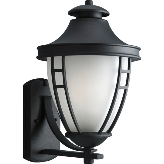 Fairview 1-Light Black Etched Glass Modern Outdoor Wall Lantern Light