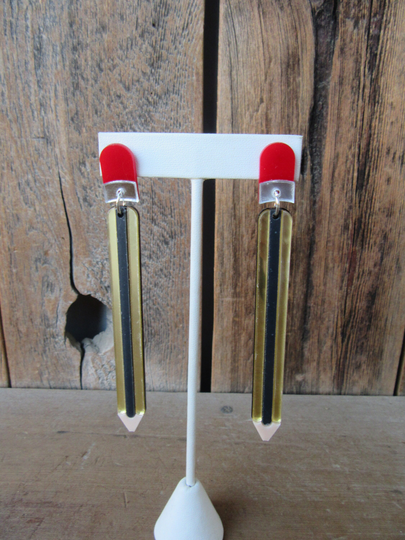 80S Pencil Earrings | 1980S Novelty