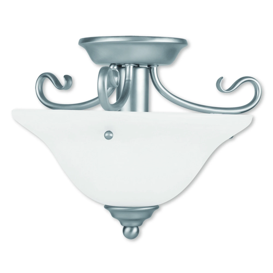 Livex Lighting Coronado 1-Light Brushed Nickel Ceiling Mount - Brushed Nickel - 13"Dia. x 9.25"H