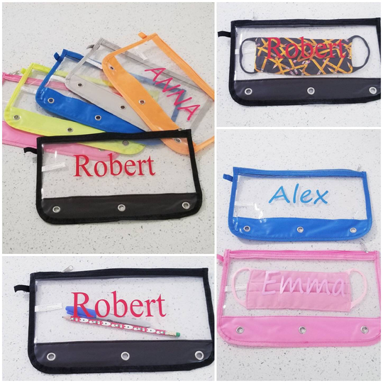 Personalized Pencil Pouch With Zipper, Custom Name Mask Pouch, Holder, Back To School
