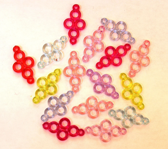 36 Assorted Colors Acrylic Circle Link Connectors Charms Pendants Double Loop 38x18.5 Mm
