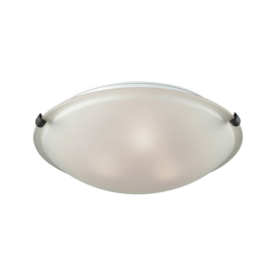 Sunglow 3-Light Flush in Oil Rubbed Bronze with White Glass (Brushed Nickel Clips Included)