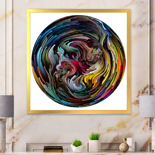 Designart 'Circle Colorful Liquid Color IV' Modern Framed Wall Art