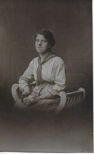 Rppc, Young Lady, Martha, Oxbow Chair, Neck Scarf, Flowers in Hand, 1917