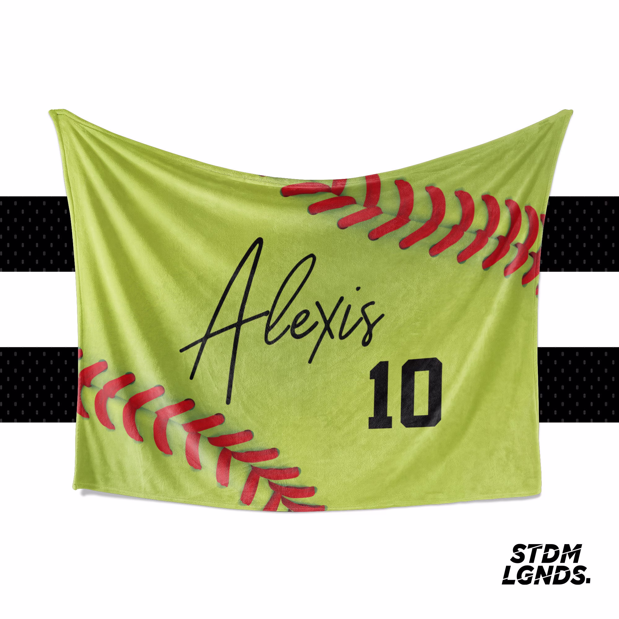 Softball Stitches Blanket - Wall Flag Personalized Multiple Sizes Gift For Players Fan Gear End Of Year Team Senior Award