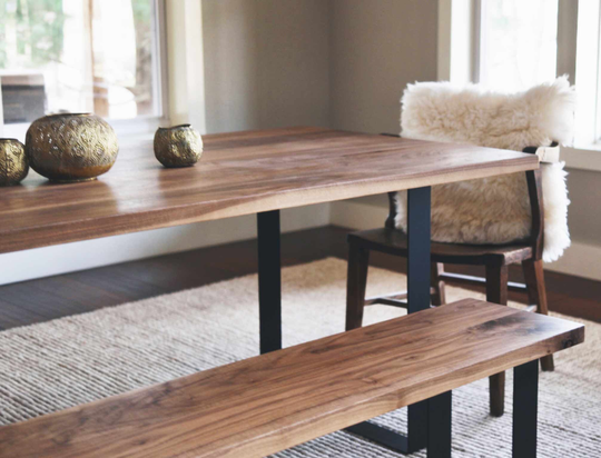 Custom Solid Walnut Dining Table With U-Shape Legs