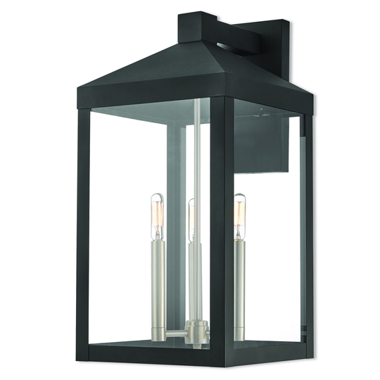Giuseppe Lighting Three Light Outdoor Wall Lantern Nyack Black - Exact Size
