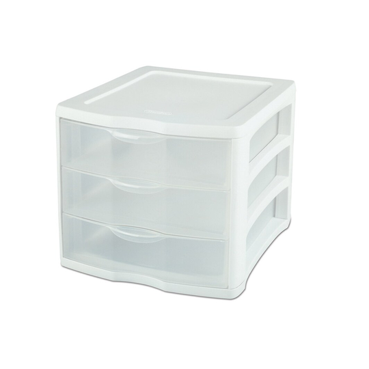 Sterilite 17918004 3 Drawer Storage Organizer, White
