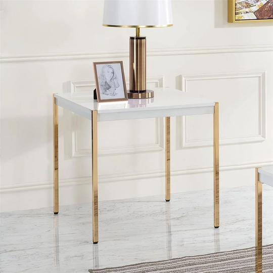 Modern End Table, Side Table With Four Gold Metal Legs