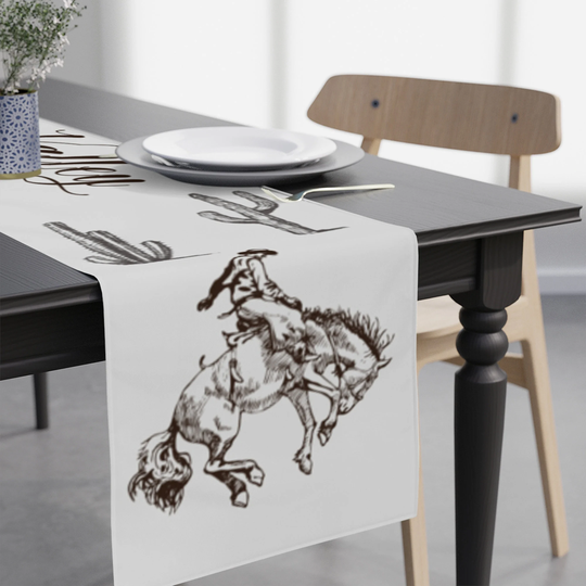 Southwestern Table Runner, Personalized Runner With Cowboy, Custom Cloth, Western Décor