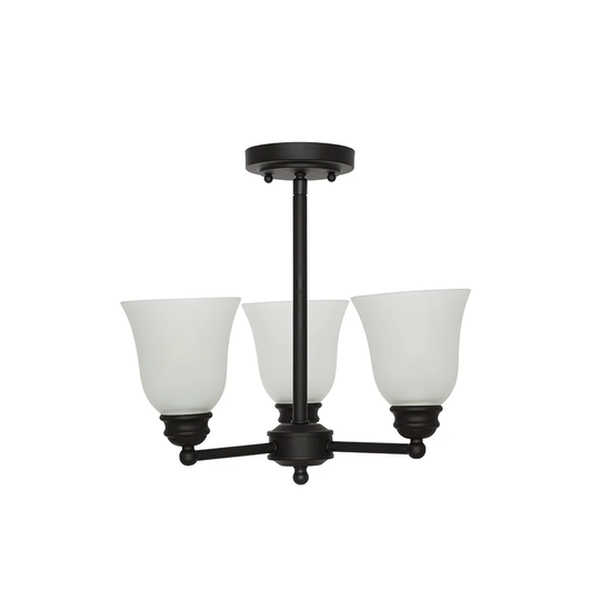 3-Light Semi-Flush Mount Chandelier Ceiling Light, LED Bulbs Included - 16x16x14.50