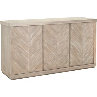 Media Sideboard With Chevron Pattern Door Front, Gray