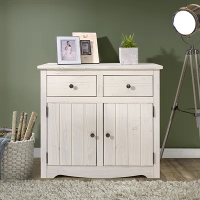 Wood Buffet Sideboard White Distressed | Rosalind Wheeler