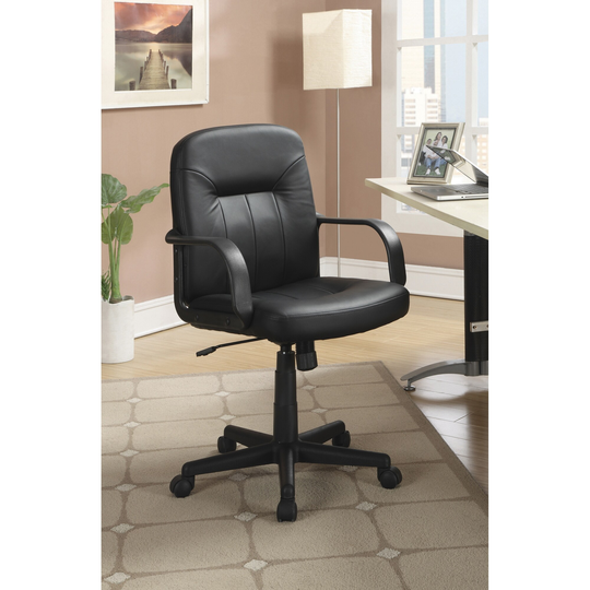 Galen Black Upholstered Office Chair with Casters