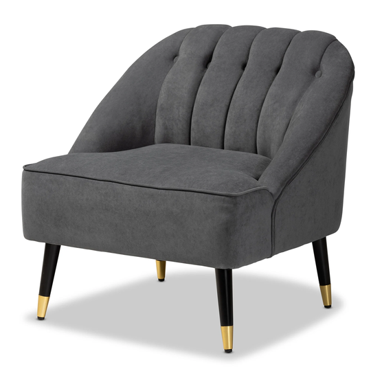 Ellard Modern & Contemporary Grey Velvet Upholstered Wood Accent Chair