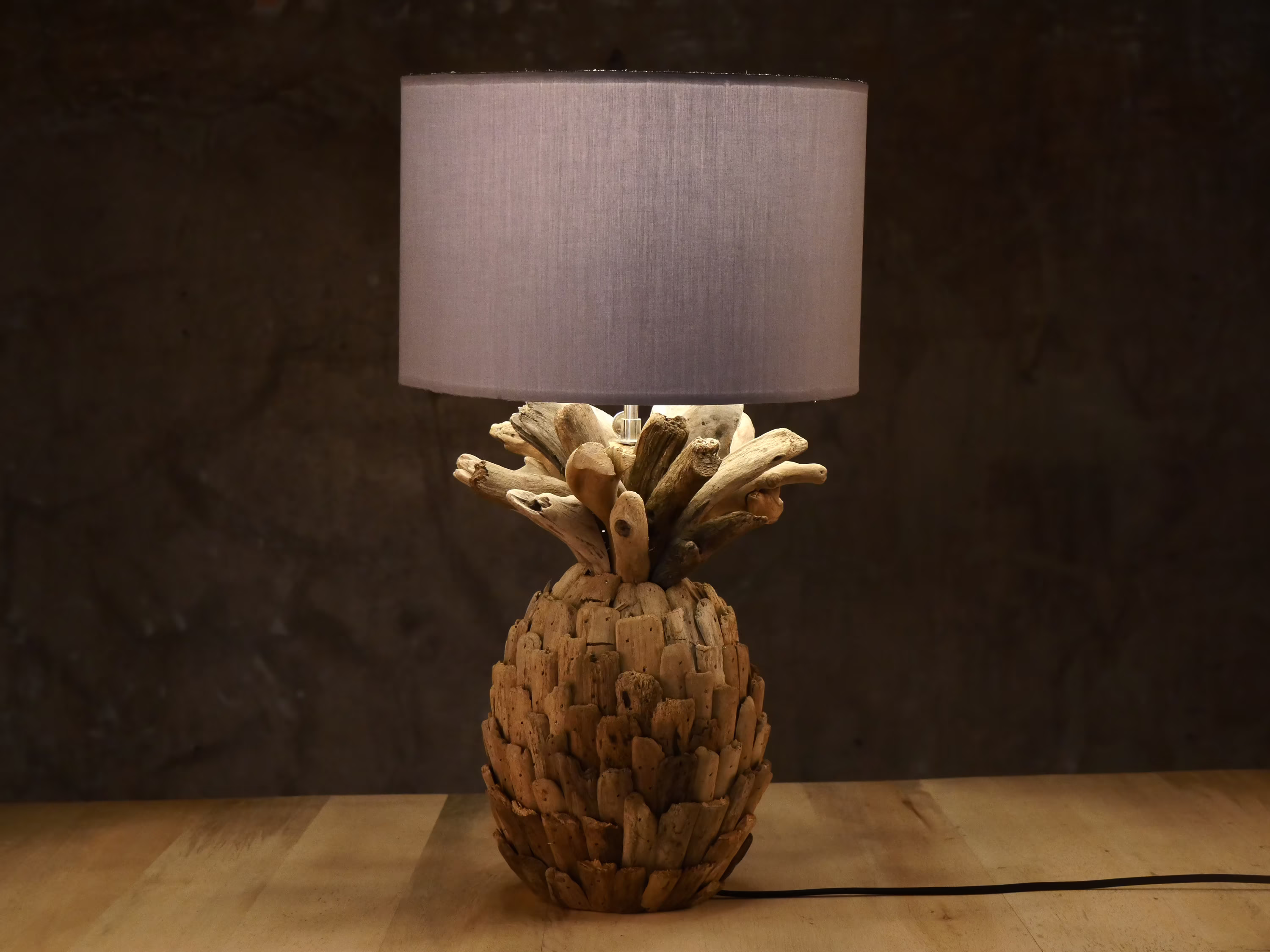 Driftwood Pineapple Table Lamp - Shade Accent Home Decor Lighting