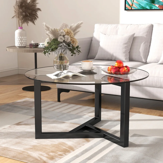 Modern Coffee Table with Tempered Glass Top