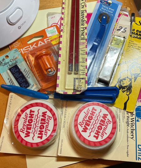 Lot Of Eleven Sewing Supplies, Vintage & Newer, Stitch Witch, Seam Rippers, Scripto, Tracking Wheel, Transfer Pencil, S2