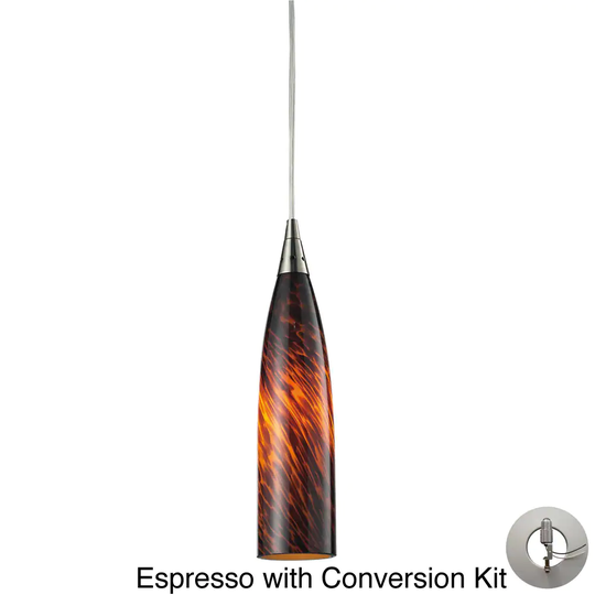 Elk Lighting Lungo Satin Nickel and Colored Glass 1-Light Pendant