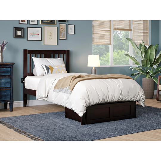 Tahoe Twin Platform Bed with Foot Drawer Storage in Espresso