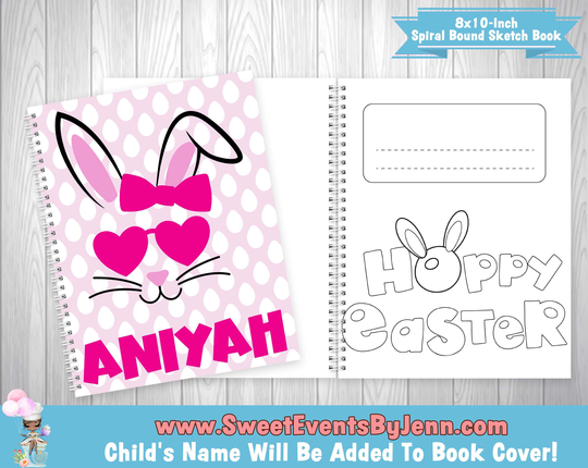 Personalized Easter Bunny Coloring Book For Kids - Pages 8 X 10 Inch Spiral Bound Gift