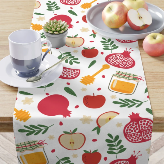 Rosh Hashanah Table Runner - Apples & Honey, Jewish New Year, Gift For Home Decor