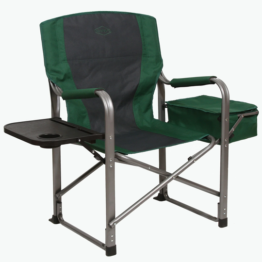 Kamp-Rite Portable Director's Chair with Cooler, Cup Holder, & Side Table, Green - 20 x 34 x 38 inches