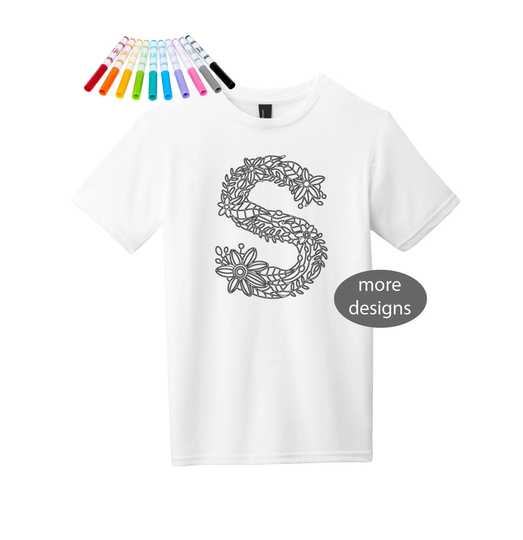 Color Your Own Personalized Shirt Zentangle Doodle Coloring Craft With Kids Project Birthday Party Activity Favor