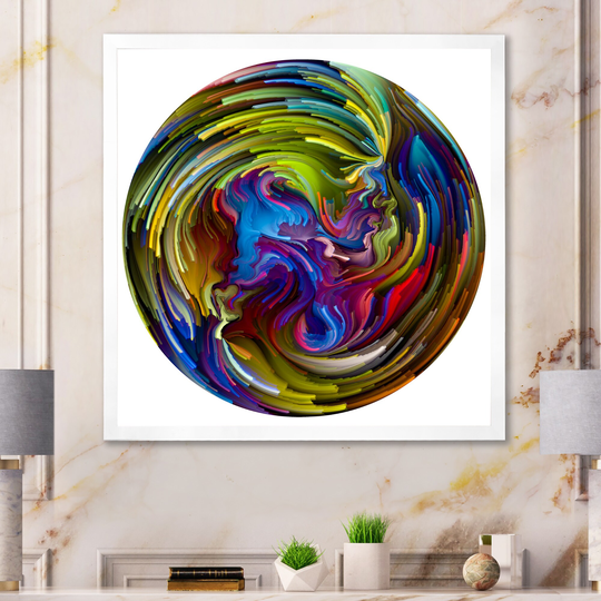 Designart 'Circle Colorful Liquid Color Flow' Modern Framed Wall Decor