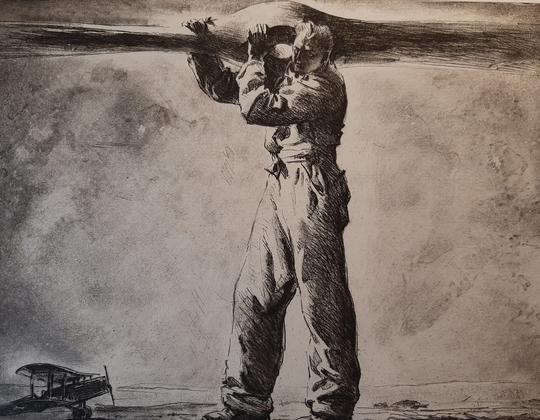 William Heaslip "Propeller", Lithograph, C. 1934, Pencil Signed. | Free Shipping