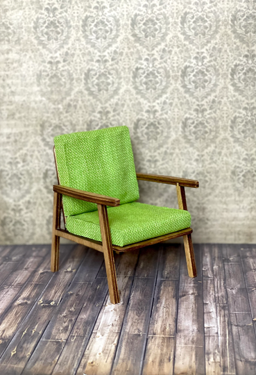 1/6 Retro Chair For Doll, Roombox, Dollhouse Chair, With Cushions, Doll Armchair