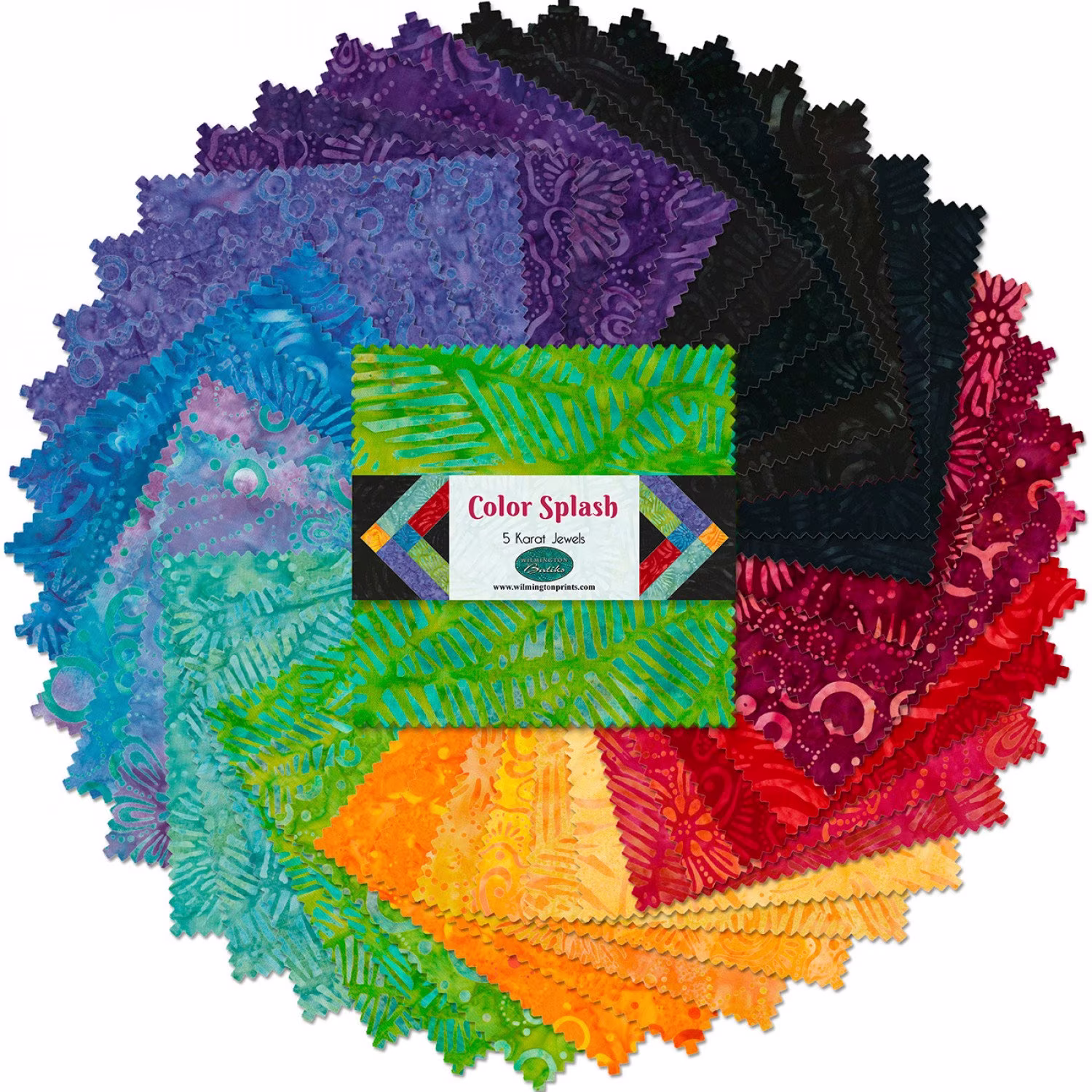 Wilmington Batiks - Prismatic Color Splash 10 Karat Jewels 10" Square Layer Cake 42 Pcs/Pack Cotton Fabric By The Pack 511-91-511