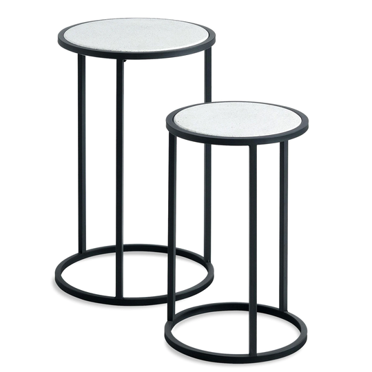 Round Terrazzo Table Top With Metal Frame - Set of 2