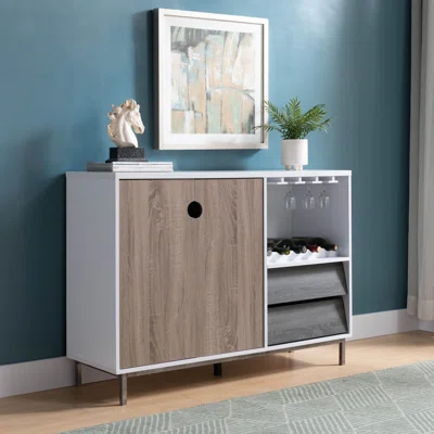 47In W 2 Door Wine Cabinet Sideboard Buffet Table in White Finished